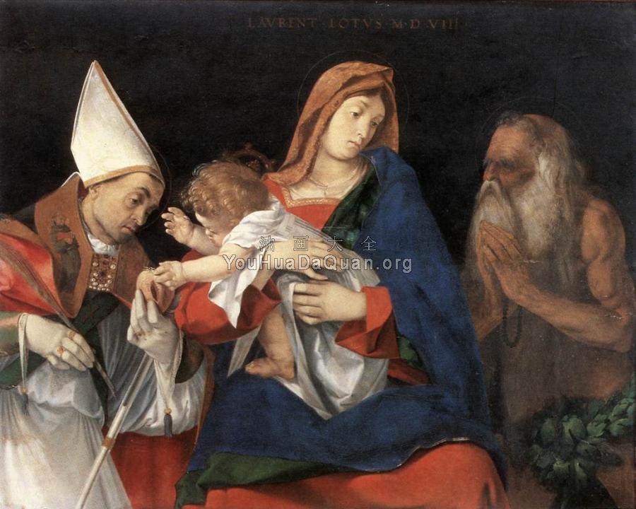 Madonna and Child with St Flavian and St Onophrius - 洛伦佐·洛图